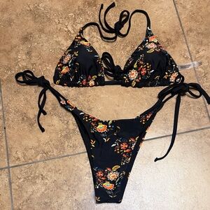 Floral Black Bikini Set